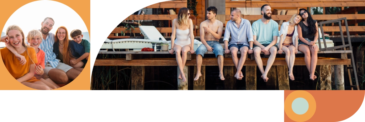 Families smiling together while on vacation